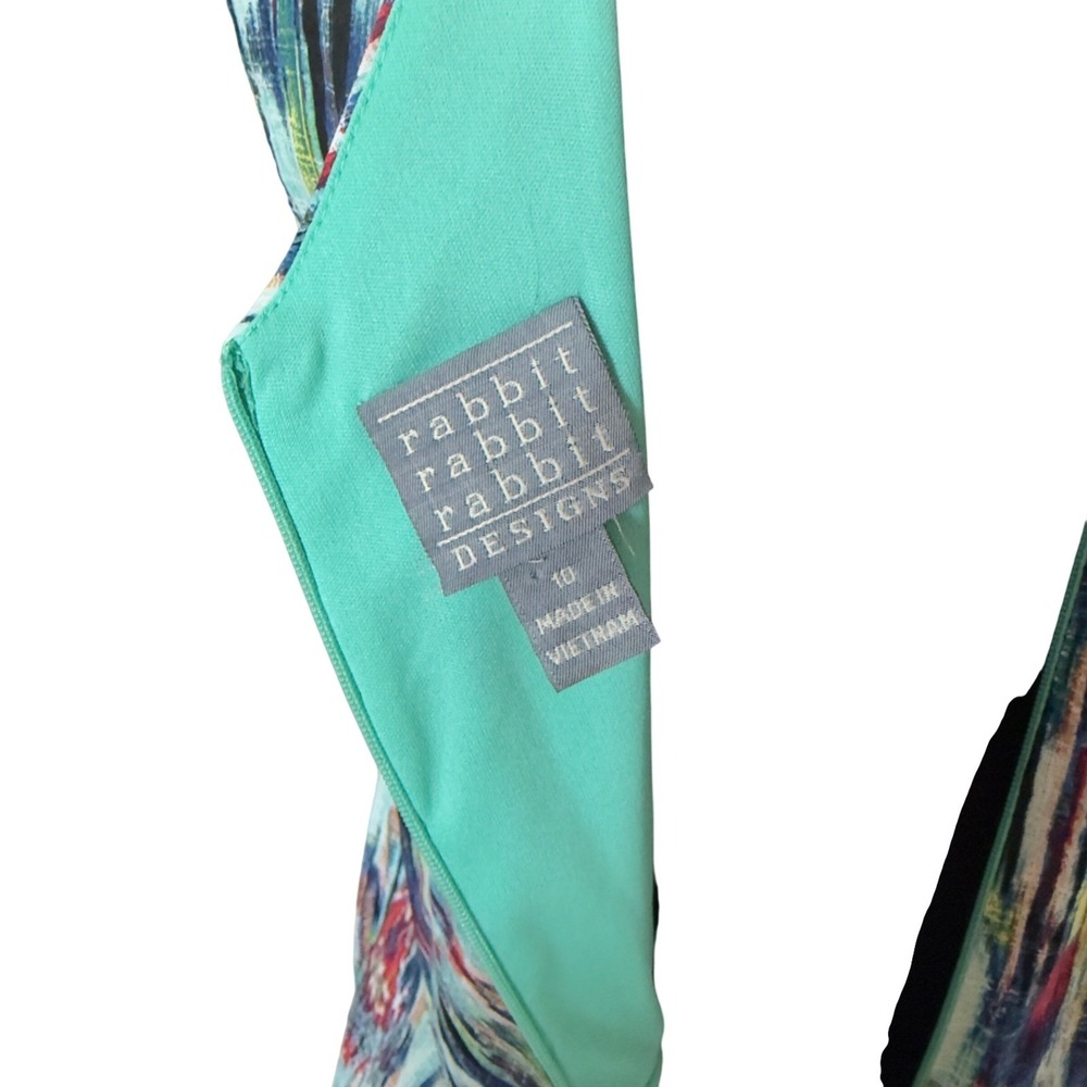 Rabbit Rabbit‎ Rabbit Designs Ikat Abstract Print Fit & Flare Dress 10 Wedding - Picture 6 of 8